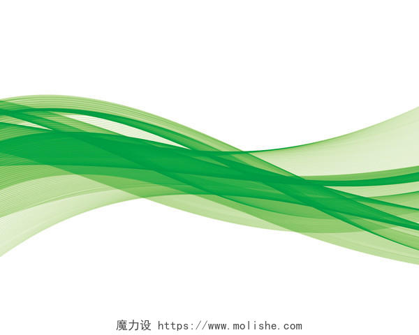 绿色简约手绘透明效果飘带丝带矢量元素PNG素材